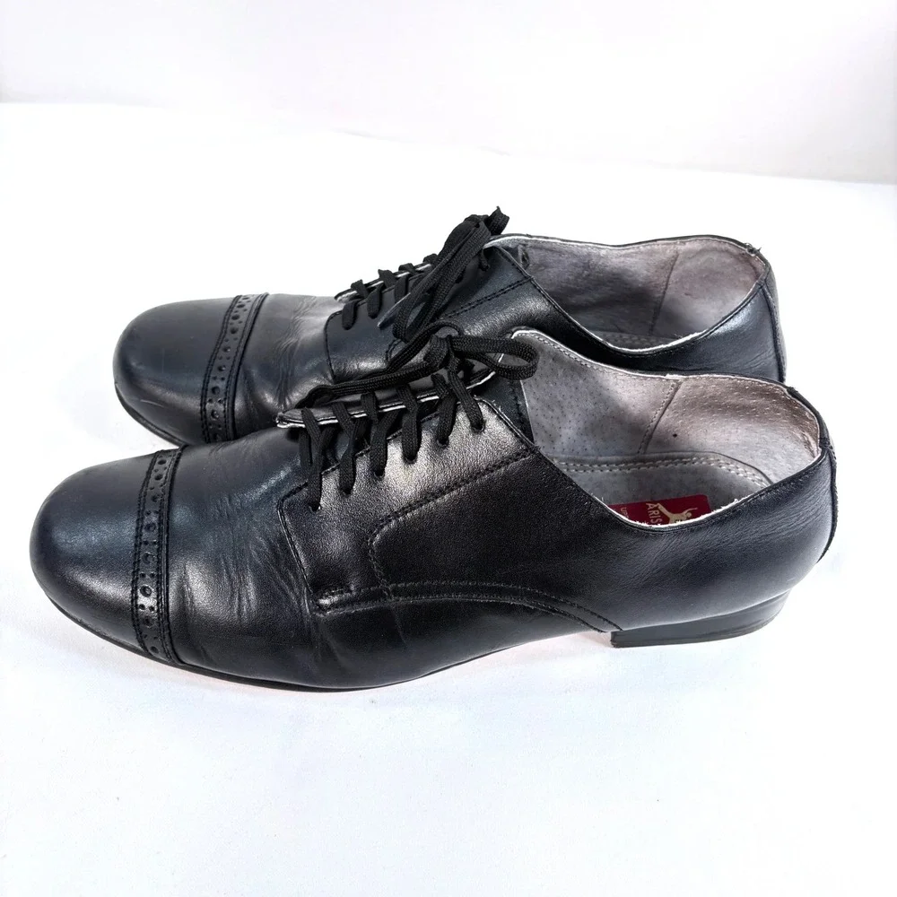 Aris Allen Dance Shoes Black Leather Cap Toe Brogue 445W-BK EEE Mens 10.5